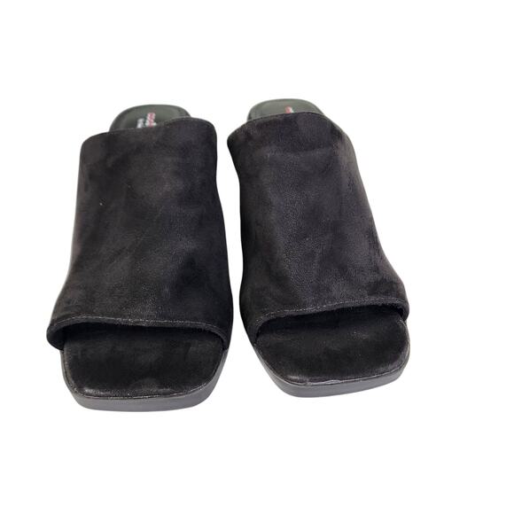 Steve Madden Cool Planet Newbury Heeled Mule Size 10 Black Faux Suede Open Toe - Picture 3 of 10